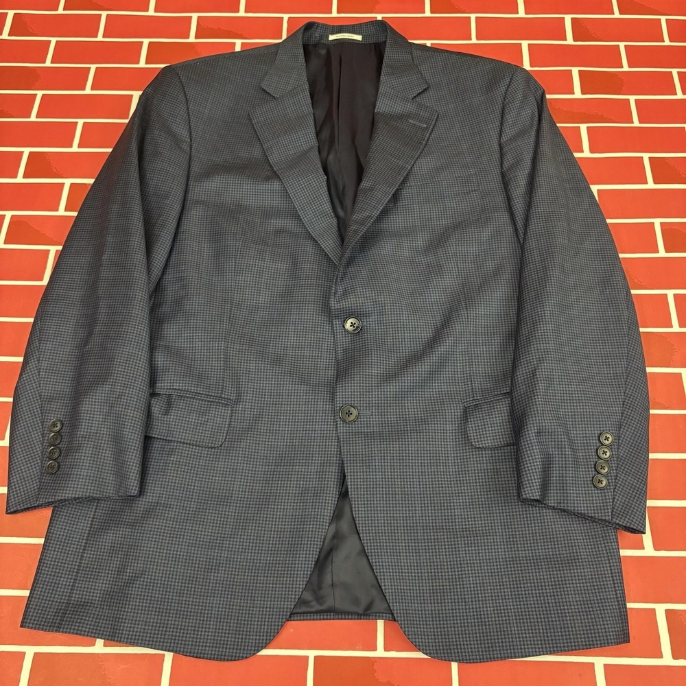 Peter Millar Blazer Sport Coat Mens 44R Blue Check Notch Lapel Made In Canada